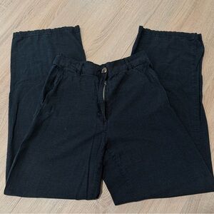 H&M Black Linen Blend Pants Size 4